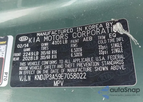 2014 Kia Soul + из США, поврежденный, VIN KNDJP3A59E7058022